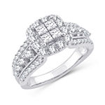 Womens 1 1/3 CT. T.W. Genuine White Diamond 10K White Gold Engagement Ring