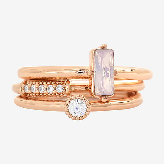 Sparkle Allure 3-pc. Cubic Zirconia 18K Rose Gold Over Brass Ring Sets