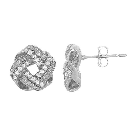 1/5 CT. T.W. Genuine White Diamond 10K Gold 9.6mm Knot Stud Earrings
