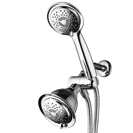 PowerSpa® All-Chrome 3-way LED Twin Shower System with Air Jet LED Turbo Pressure-Boost Nozzle Technology