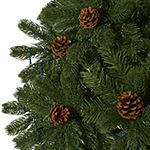 Nearly Natural 7 1/2 Foot 7.5ft. Rocky Mountain Spruce Artificial Christmas Tree With Pinecones And 400 Clear Led Lights Spruce Pre-Lit Christmas Tree
