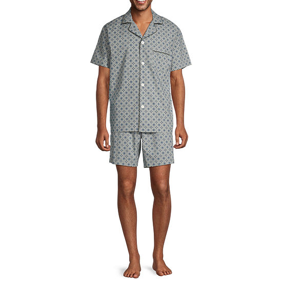 Stafford Notch Collar Mens 2-pc. Short Sleeve Shorts Pajama Set