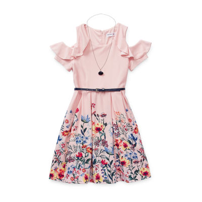 girls pink skater dress