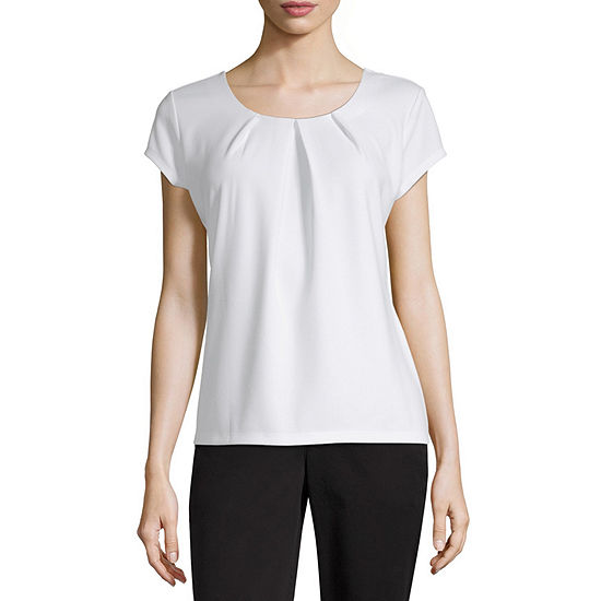 Liz Claiborne Texture Tee Womens Crew Neck Short Sleeve Knit Blouse - JCPenney