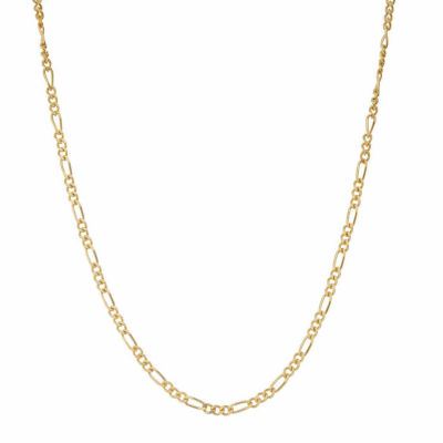 14K Gold Over Silver 15 Inch Solid Figaro Chain Necklace
