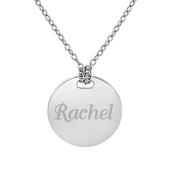 Personalized Sterling Silver 16mm Round Name Pendant Necklace