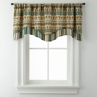 Lodge Elements Double Layer Rod Pocket Valance Color Blue Jcpenney