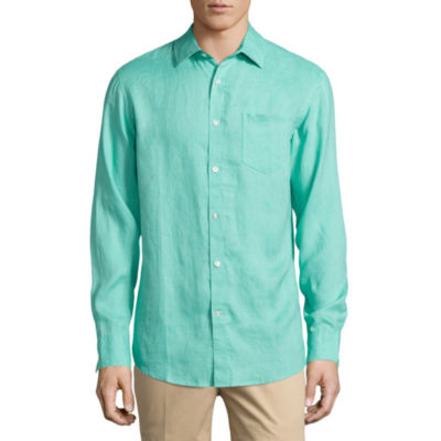 Claiborne Long Sleeve Linen Button Front Shirt JCPenney
