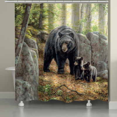 Laural Home Black Bear With Cubs Shower Curtain Color Black