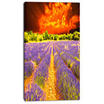Designart Beautiful Lavender Field And Sunset Floral Canvas Art Print