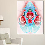 Designart Cold Extraterrestrial Fractal Heart RedFloral Canvas Art Print