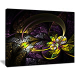 Designart Dark Alien Digital Art Fractal Flower Floral Canvas Art Print