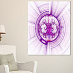 Designart Glowing Bright Purple Fractal Flower Abstract Wall Art Canvas