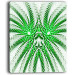 Designart Glowing Green Fractal Flower In White Large Abstract Canvas Artwork