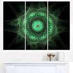 Designart Growing Radial Green Fractal Flower ArtFloral Triptych Canvas Art Print