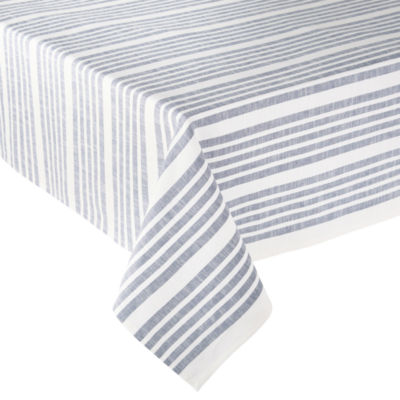 JCPenney Home Shiloh Blue Denim Stripe Fabric Tablecloth