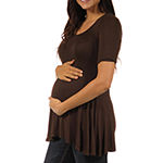 24/7 Comfort Apparel-Maternity Womens Scoop Neck Short Sleeve Tunic Top