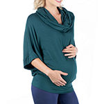 24/7 Comfort Apparel-Maternity Womens Cowl neck 3/4 Sleeve Tunic Top