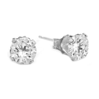 Lab-Created White Sapphire 10K White Gold Stud Earrings