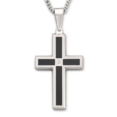Mens DiamondAccent Cross Pendant Necklace, Color White JCPenney