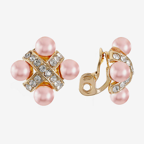 Monet Jewelry Simulated Pearl Clip On Earrings