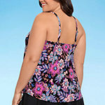 Trimshaper Floral Tankini Swimsuit Top Plus