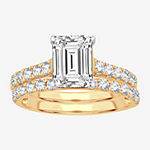 Emerald Cut Womens 3 CT. T.W. Lab Grown White Diamond 14K Gold Rectangular Solitaire Bridal Set