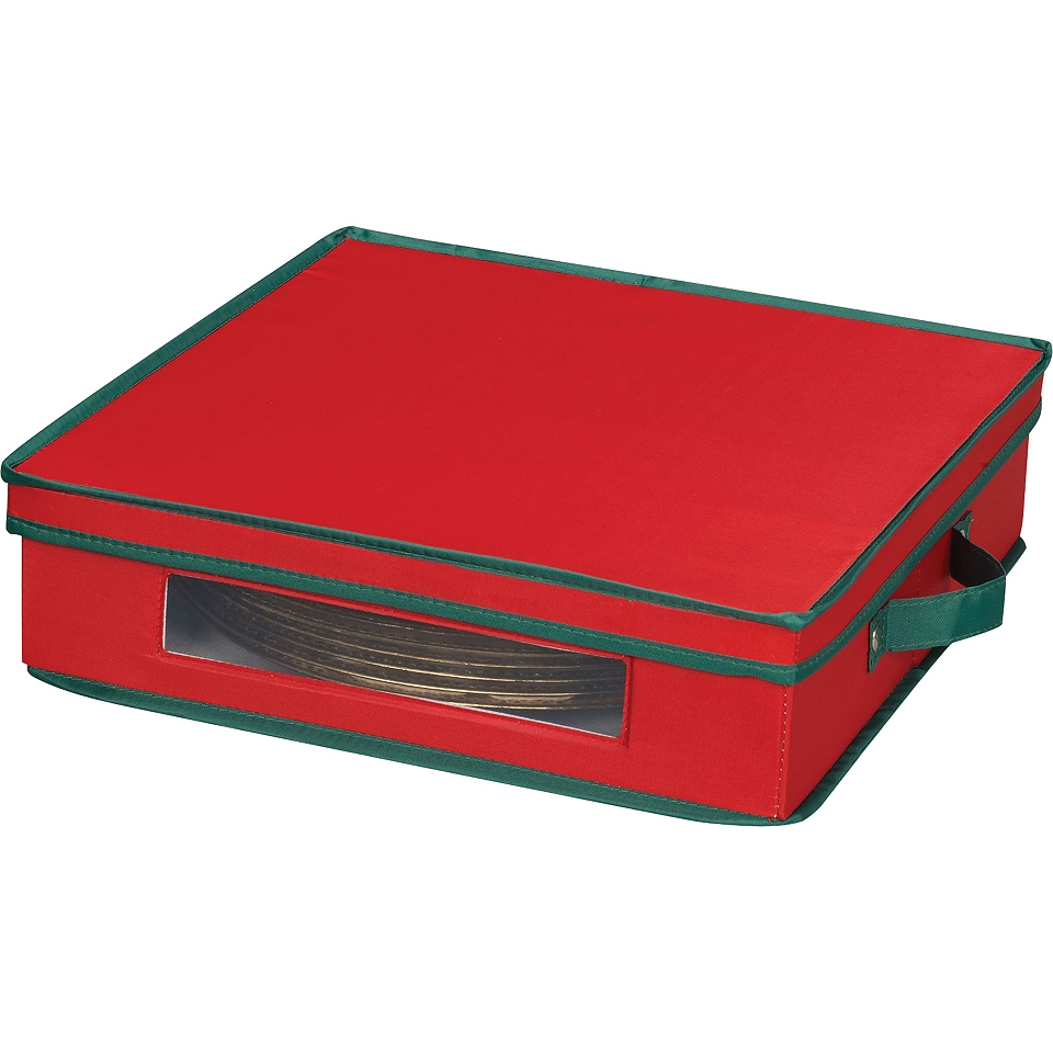 HOUSEHOLD ESSENTIALS Red Holiday Charger Plate Storage Chest, Red/Green