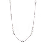 DiamonArt® Cultured Freshwater Pearl and Cubic Zirconia Sterling Silver Necklace