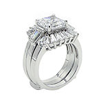 DiamonArt® Cubic Zirconia Sterling Silver Starburst Bridal Ring Set