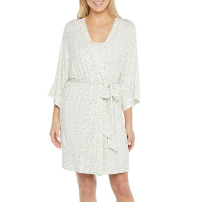 Ambrielle Womens Kimono Robes 3 4 Sleeve Short Length Color Leopard Texture Jcpenney