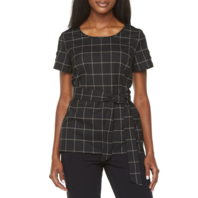 liz claiborne womens round neck short sleeve blouse