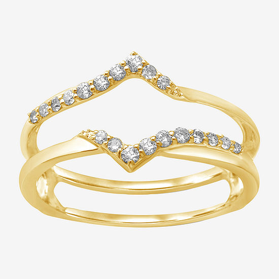 Womens 1/5 CT. T.W. Genuine White Diamond 14K Gold Ring Guard
