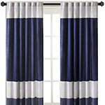 Madison Park Amador Polyoni 50"W X 84"L Pintruck-Striped Energy Saving Light-Filtering Rod Pocket Single Curtain Panel