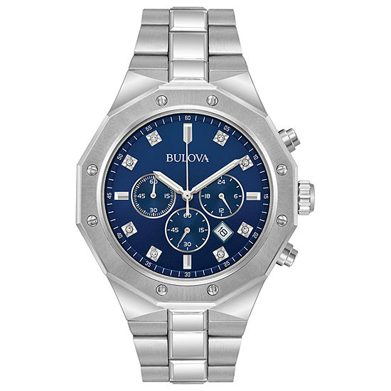 Bulova Mens Silver Tone Bracelet Watch 96d138