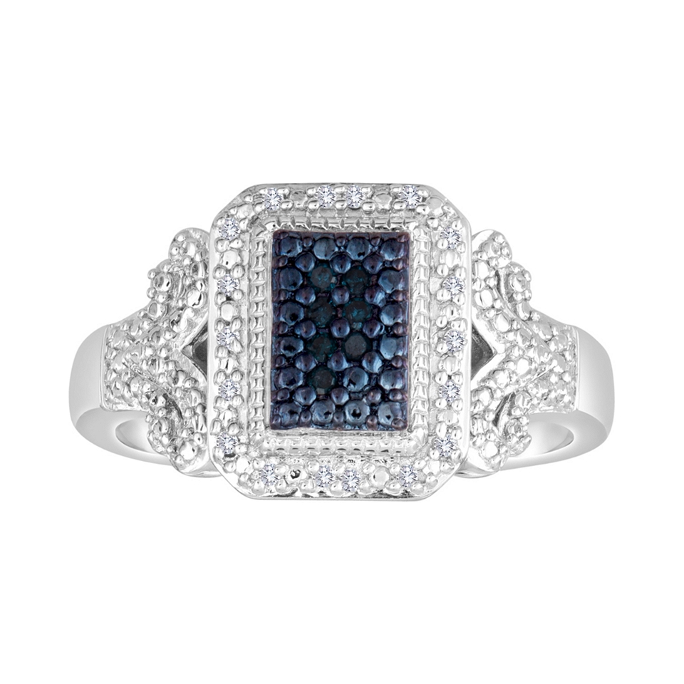 1/10 CT. T.W. White and Color Enhanced Blue Diamond Ring, Womens