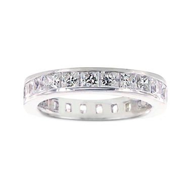 Diamonart® Princess Cubic Zirconia Sterling Silver Eternity Band Ring ...