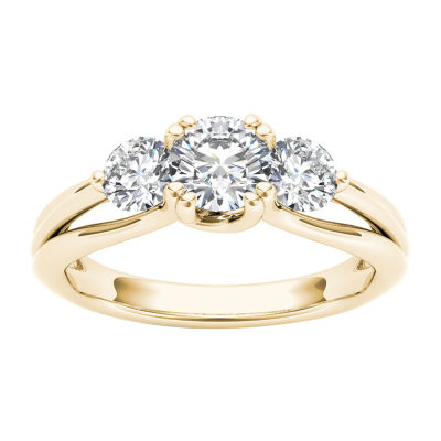 Womens 1 CT. T.W. Genuine White Diamond 14K Gold 3Stone Engagement