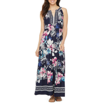 rabbit rabbit rabbit design sleeveless floral maxi dress