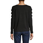 by&by Juniors Womens Scoop Neck Long Sleeve Top