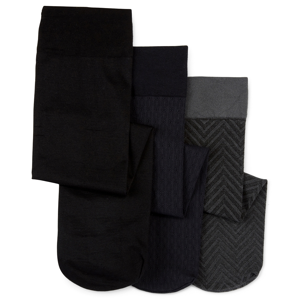 Zigzag Trouser Socks, 3 pair, Black/Gray, Womens