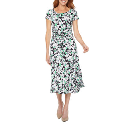 Perceptions Short Sleeve Floral Fit & Flare Dress - JCPenney
