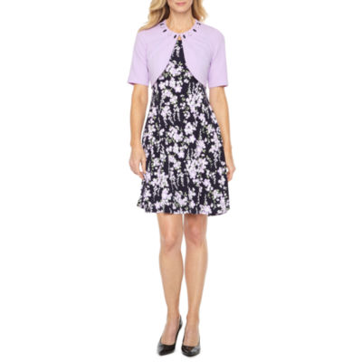 Short Sleeve Puff Print Jacket Dress