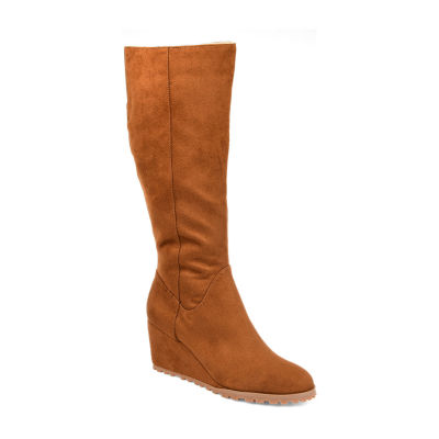 wedge wide calf boot
