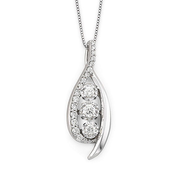 Sirena® ½ CT. T.W. Genuine Diamond 14K White Gold Pendant Necklace