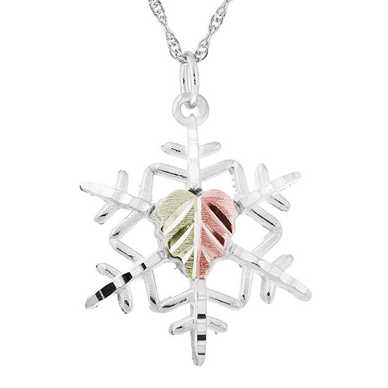 Black Hills Gold Womens Sterling Silver Snowflake Pendant Necklace