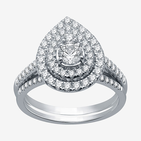 I Said Yes Womens 1 CT. T.W. Lab Grown Diamond Sterling Silver Pear Bridal Set