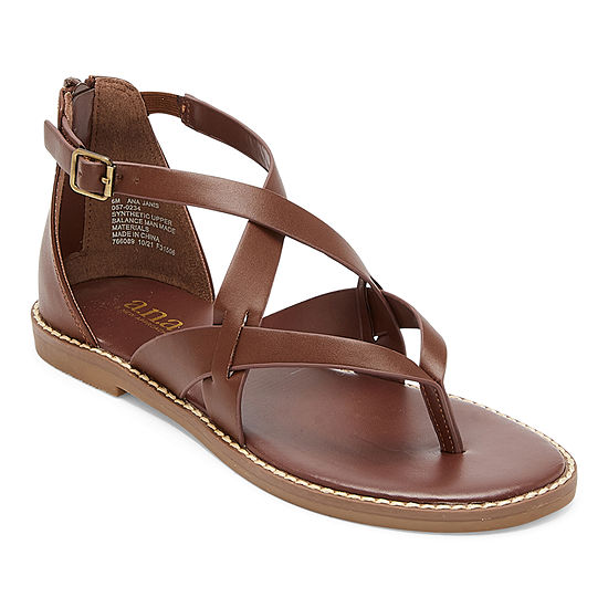 a.n.a Womens Janis Ankle Strap Flat Sandals