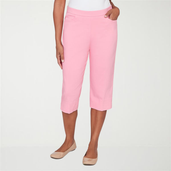 Alfred Dunner Classics Womens Stretch Fabric Straight Mid Rise Capri Pant