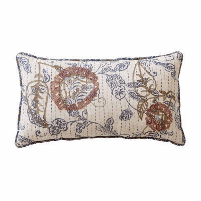 Home Expressions Fairview White Floral Bolster Decorative Pillow